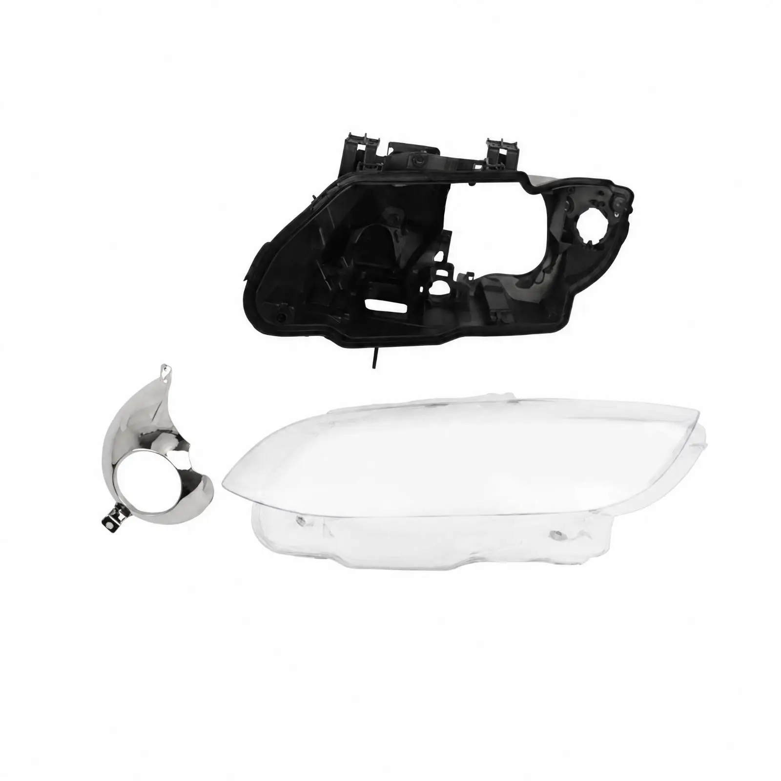 Headlight Lamp Cover Replacement for BMW E92 Coupe 2006-2009 PC Lens Black Base Chrome Trim