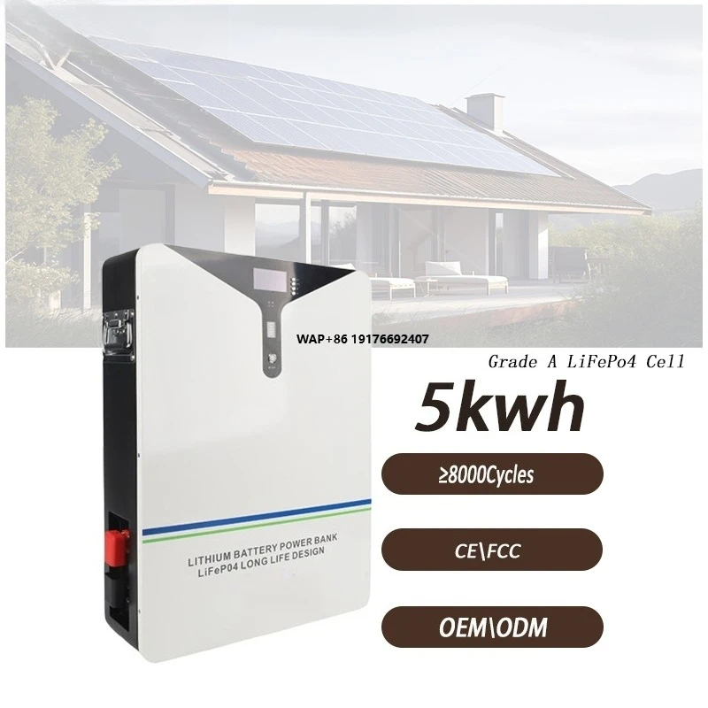 Smart Backup Power Solar Home Energy Storage 51.2V100Ah 5.12 KWh Wall Mounted Solar Lithium Ion Batteries Lifepo4 Cells Backup