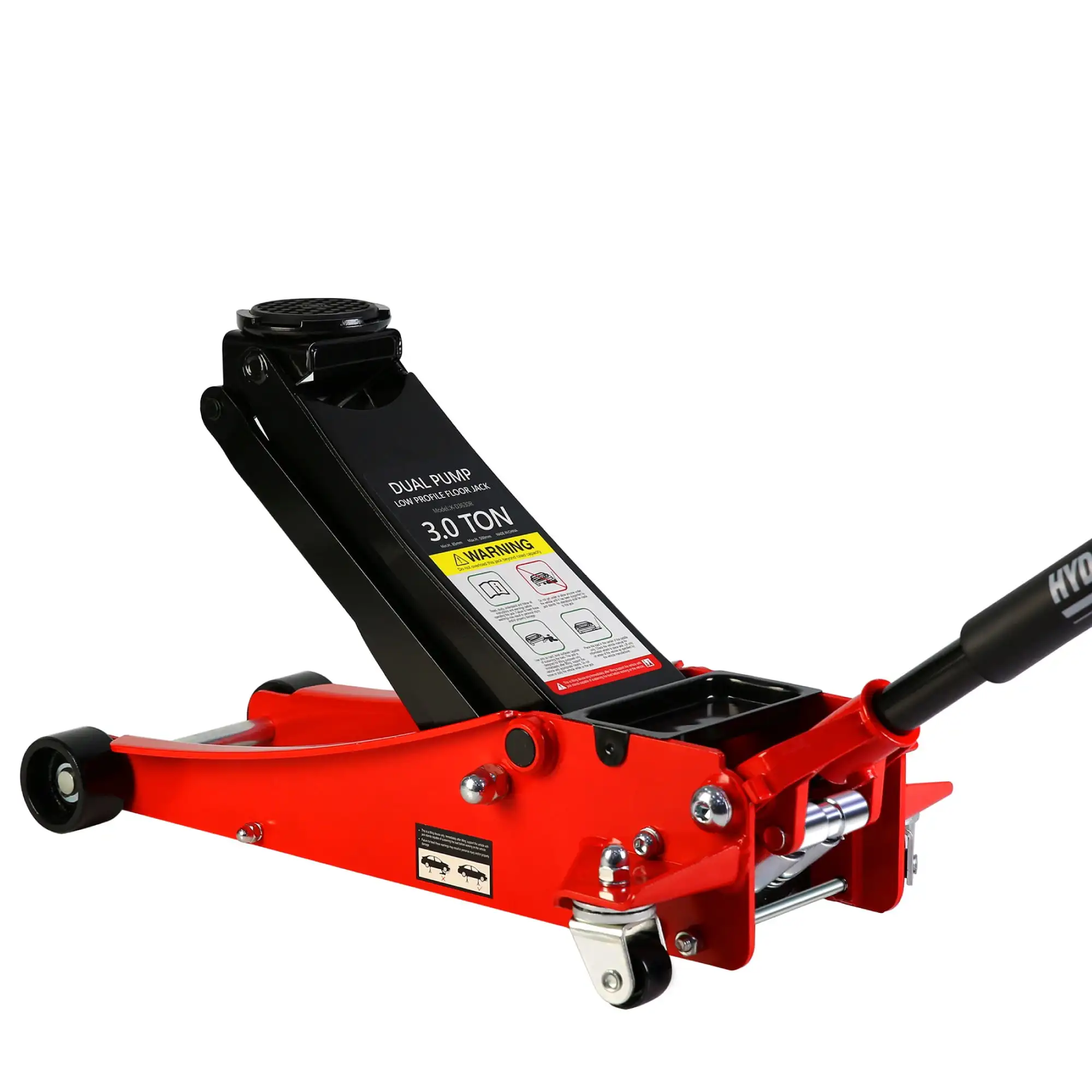 

3 Ton Low Profile Floor Jack, Red and Black, Ultra Low Height 3.3"-19.7", Dual Piston Quick Lift Pump, Heavy Duty Hydraulic Car