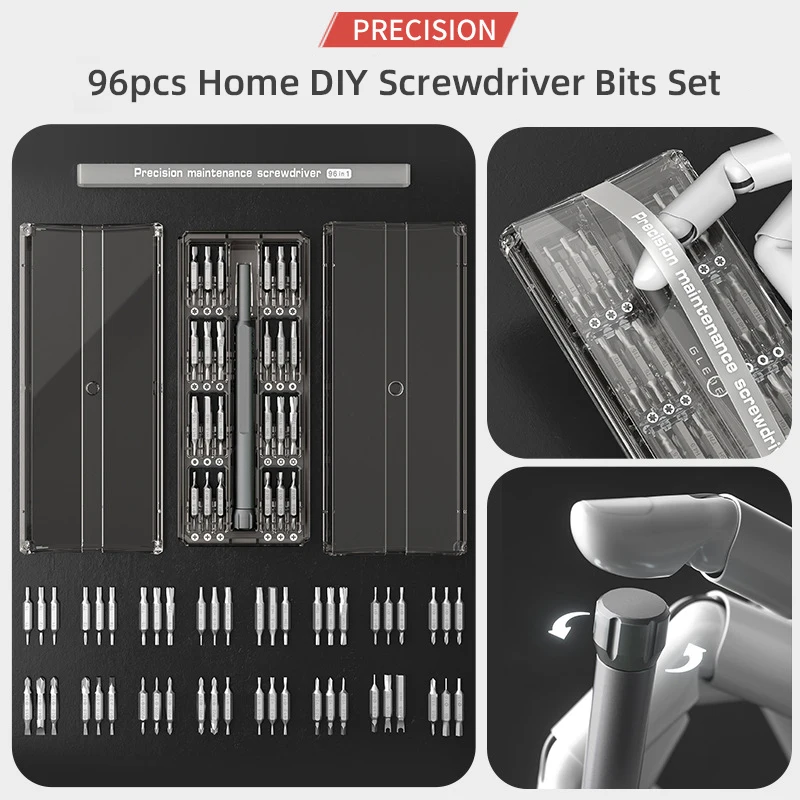 Home DIY Repair Tool Kit Screwdriver Set S2 Bit Double Head Transparent Cover Magnetic Precision Torx Key for Mobile Phone Watch