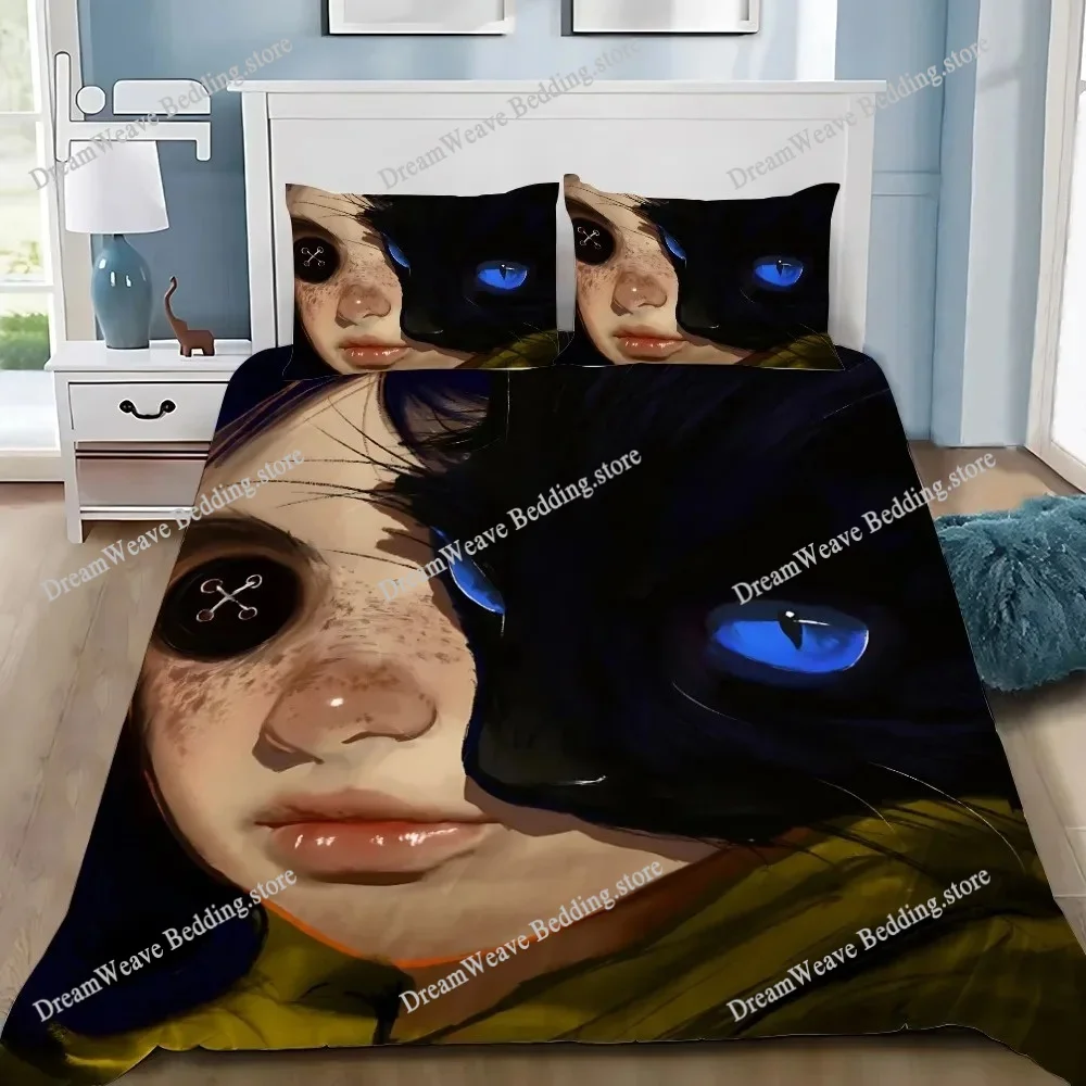 

Children Cartoon Coraline Duvet Cover Pillowcase Bedding Set Adult Girls Boys Bedroom Decoration Gift Single Double King Size