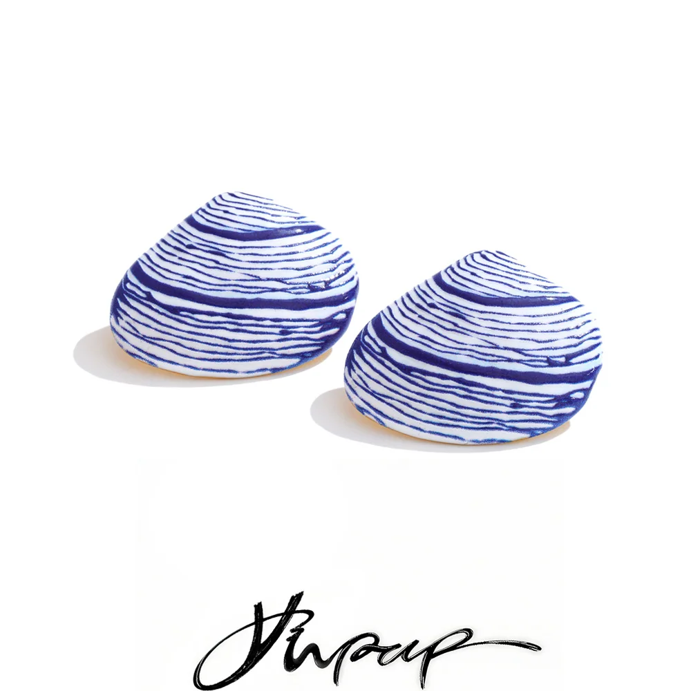 Yhpup Ocean Style Stainless Steel Metal Enamel Shell Stud Earrings Waterproof Summer Beach Vacation Ear Jewelry