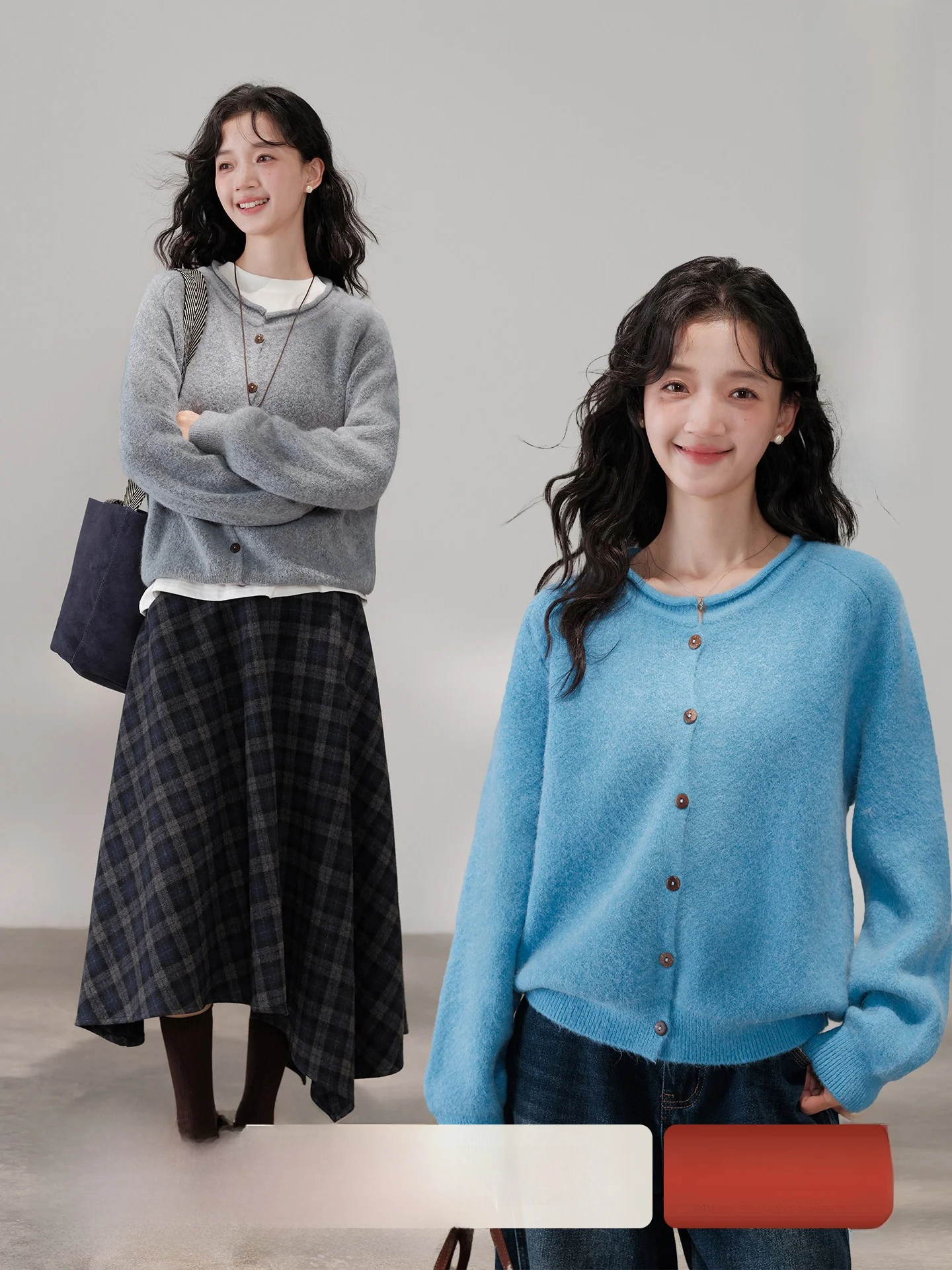 

Miu Series Women's Knitted Rabbit Fur Sweater Winter Inner Warm Top Roll up Layering Soft Korean Sle Long Sve