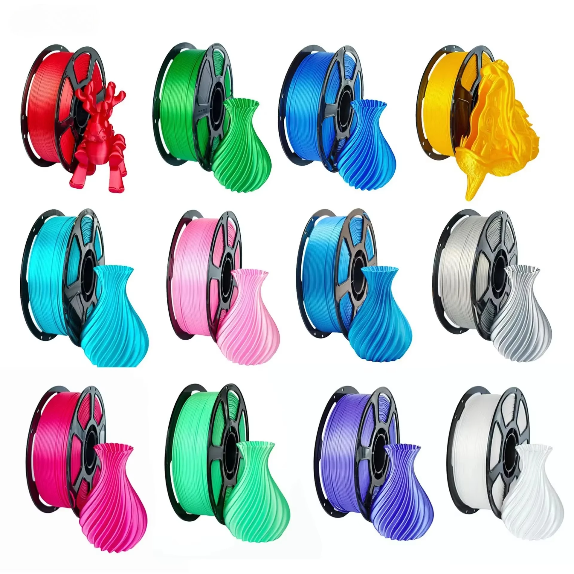 Silk Single Color 3D Printing Consumables PLA Silk 1KG 3D Printer Monochrome Silk Black 3Ds Filament