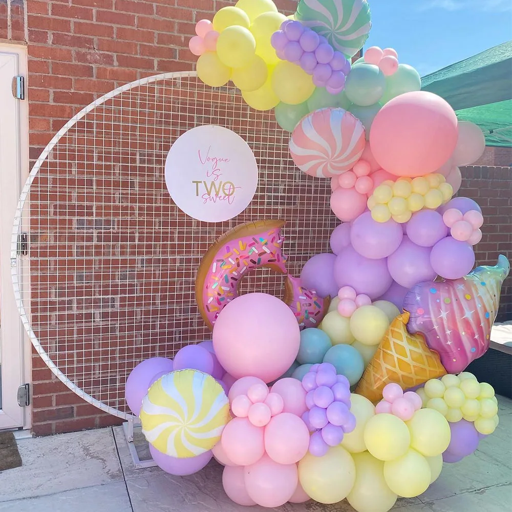 

119Pcs Pastel Macaron Balloon Garland Arch Kit Large Ice Cream Donut Foil Helium Balloons for Girls Birthday Party Decoration