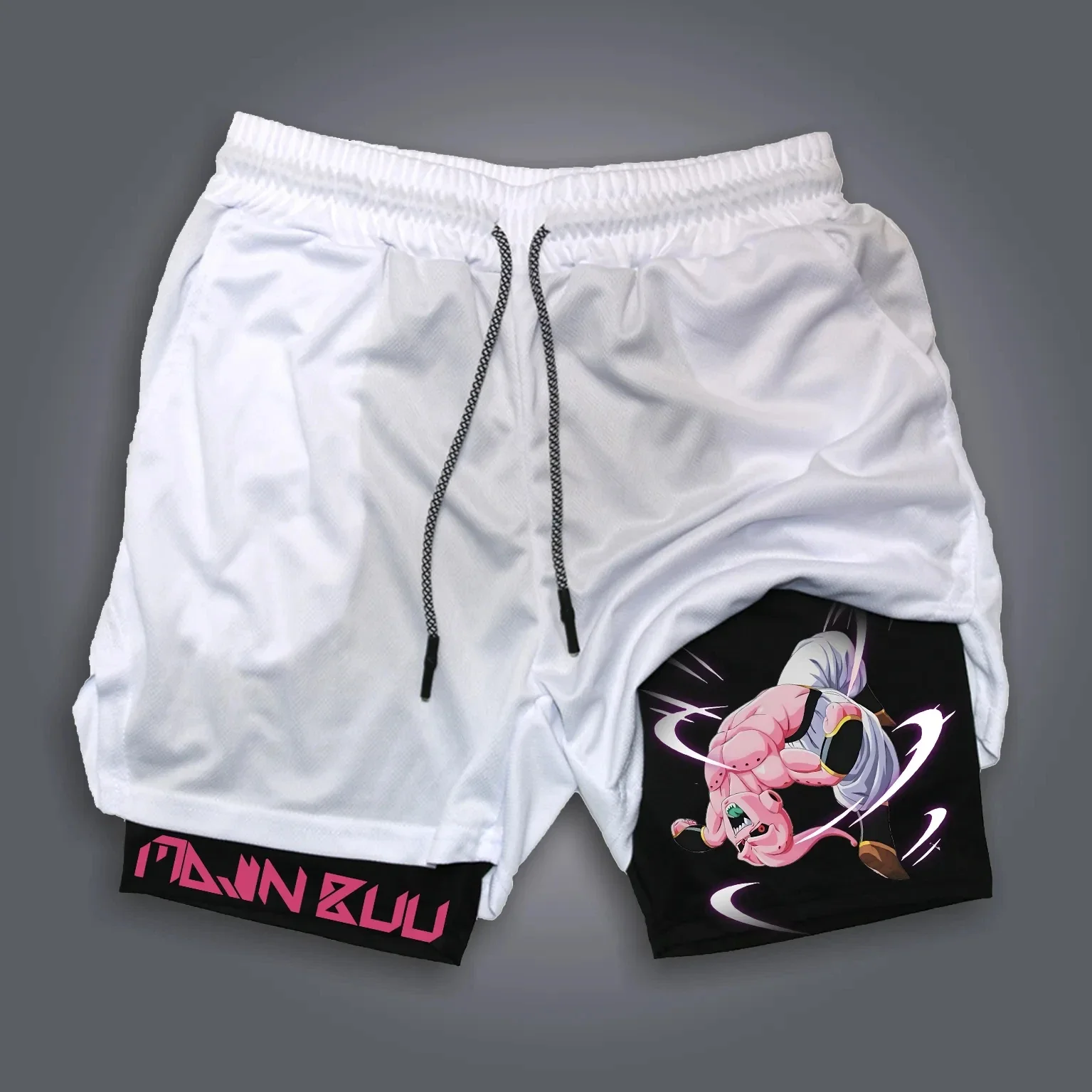 

Dragon Ball Majin Buu Print 2026 Summer Men's Double Layer Shorts Quick Drying Men's Fitness Running Loose Cotton Fashion Shorts