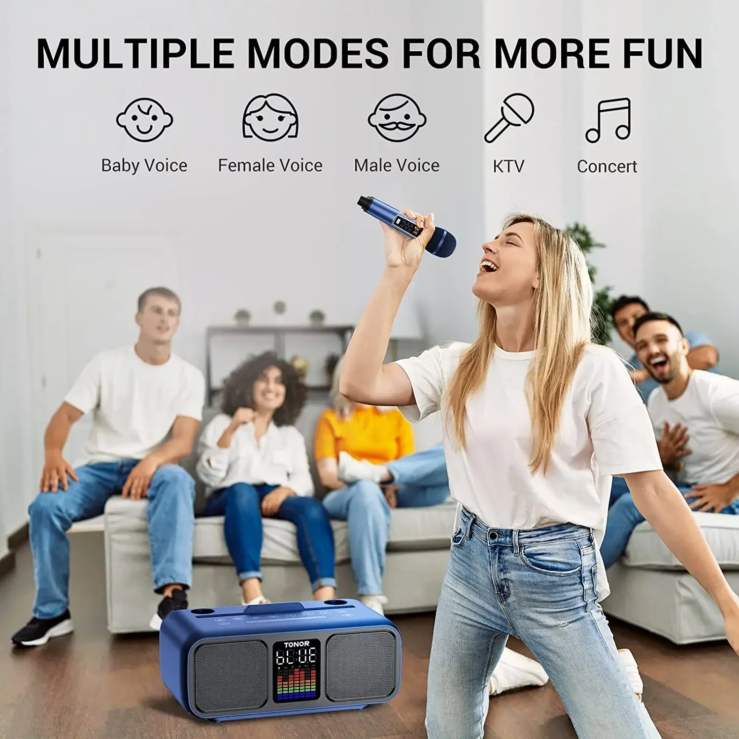 Professioneel TONOR K9 video-opname UHF handmicrofoonsysteem Karaokespelers Machines met luidsprekermicrofoon en Bluetooth