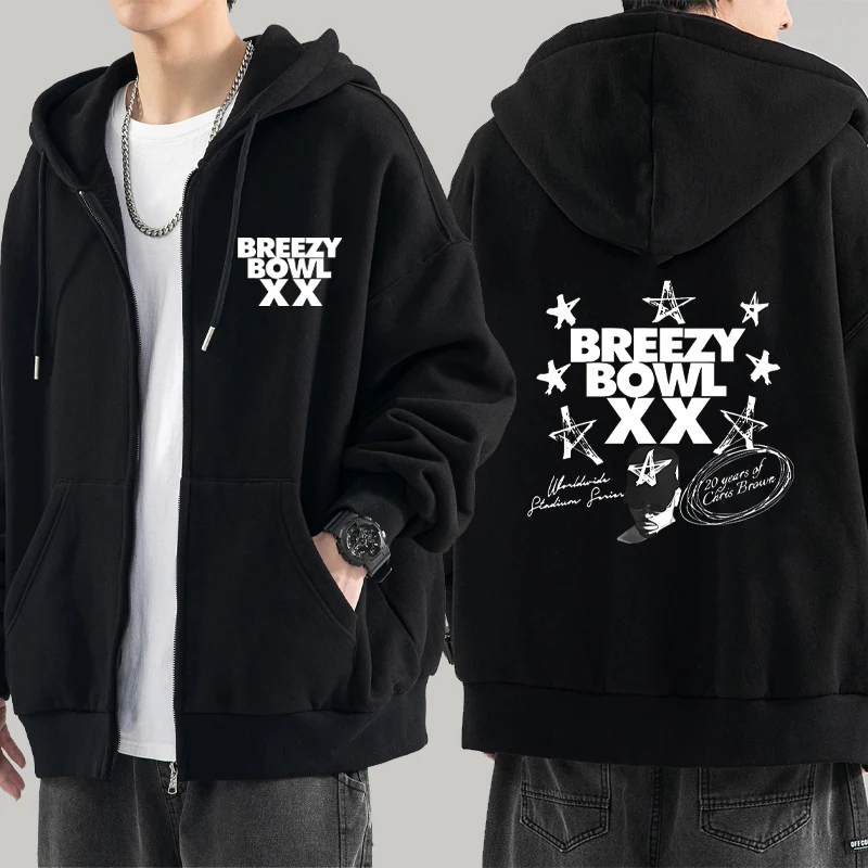 

Chris Brown Breezy Bowl XX 2025 Tour printed Zipper Hoodie Men Women Hip Hop Vintage Jacket Fashion Casual Pullovers Coat Unisex