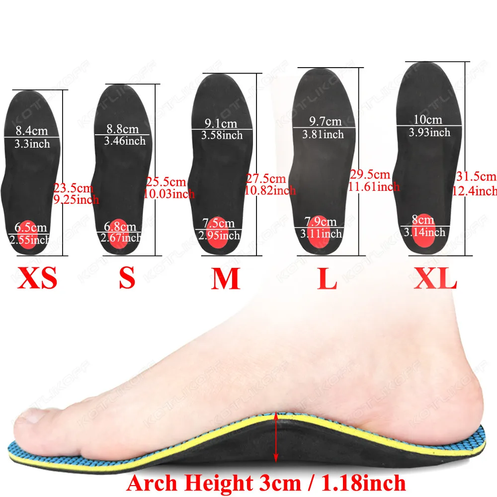 Foot Arch Support Orthotic Insoles Severe Horizontal Flat Foot Insoles Good Support Shoes Plantar Fasciitis Shoe Sole For Sport