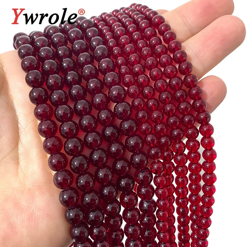 Round Stone Beads 4-12mm Pomegranate Red Glass Loose Spacer Crystal For Jewelry Making DIY Bracelet Earrings Accessories 15\'\'