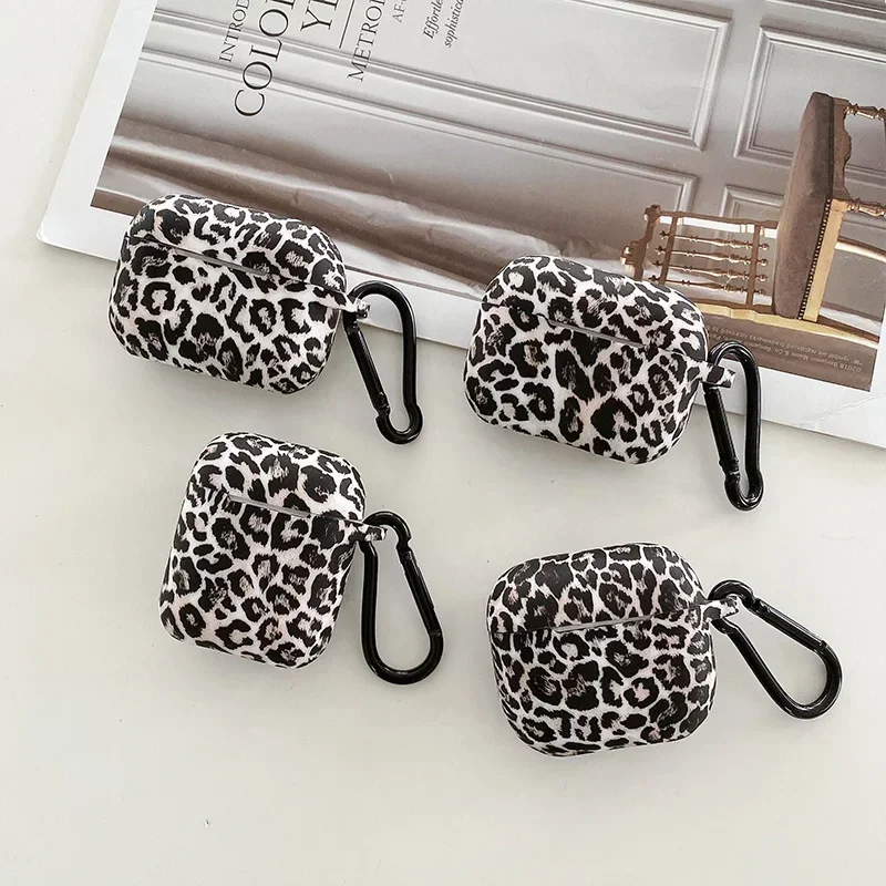 Custodia In Silicone Leopardata Per AirPods Pro/Pro 2 | Antiurto Con Moschettone | Design Carino Per Ragazze