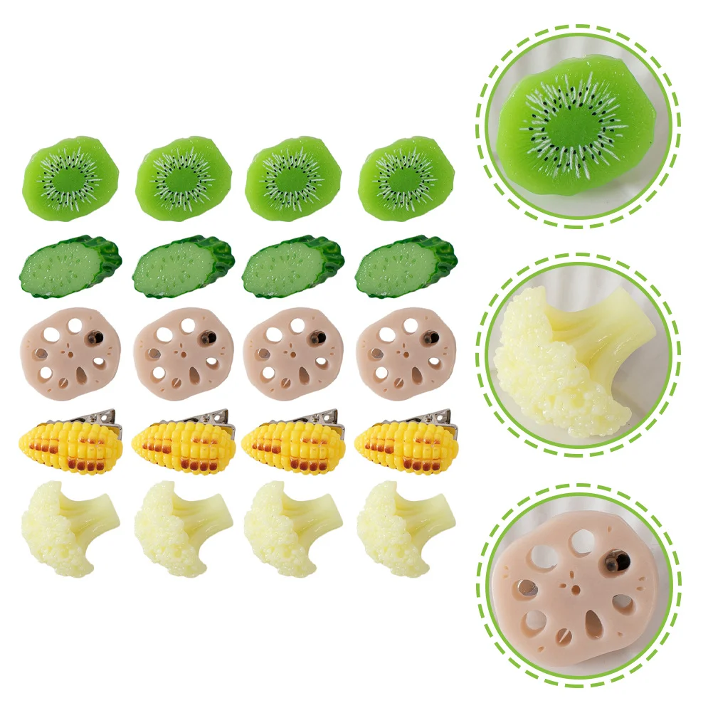 

20Pcs Simulated Fruit Vegetable Hair Clips Adorable Lightweight Hair Barrettes for Girls Women Daily Party Accessories