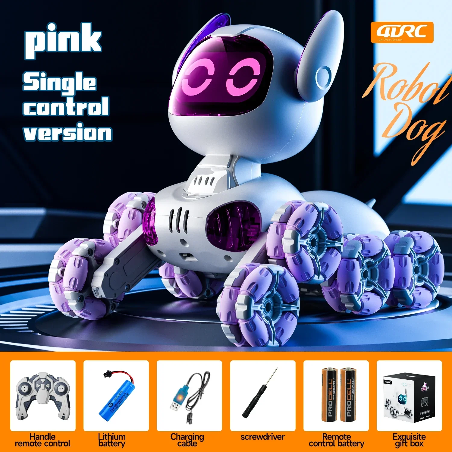 8WD RC Car Intelligent Remote Control Robot Dog Touch-sense Music Stunt RC Puppy LED Light Eyes Electronic Animal Pet Kids Toy