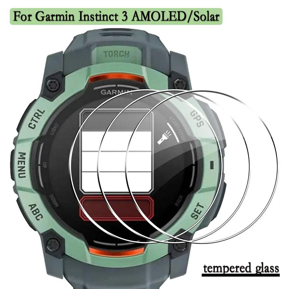 Screen Protector For Garmin Instinct 3 AMOLED SOLAR 50mm 45mm Tempered Glass Protection Watch Film Screen Protector Accessories