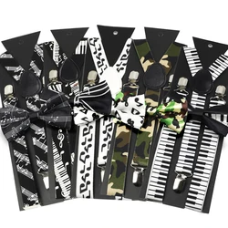 New Design Parent-Child Musical Note Suspender Set Include Stave Rainbow Bowtie For Party Dress Shirt Daily Wear Accessory Gift