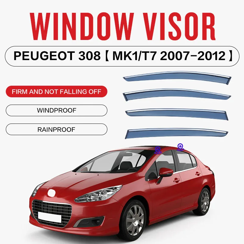 For PEUGEOT 308 Window visor Weather Shield Side Window Deflector Car windshield weather shield Car accessories