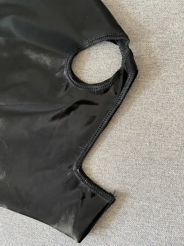 Sexy Leather Latex Hood Black Mask Cool Breathable Headpiece Fetish BDSM Bondage Adult Sex Games Coplay Mask For Costume Party