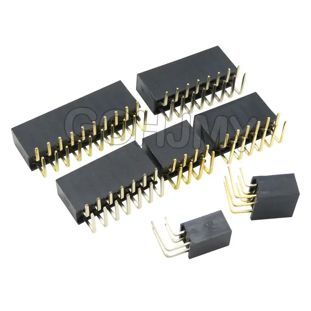 2.54mm R/A Double Row Female 2~40P PCB Board Right angle Pin Header socket Connector Pinheader 2*/3/4/5/6/7/8/10/20/40Pin