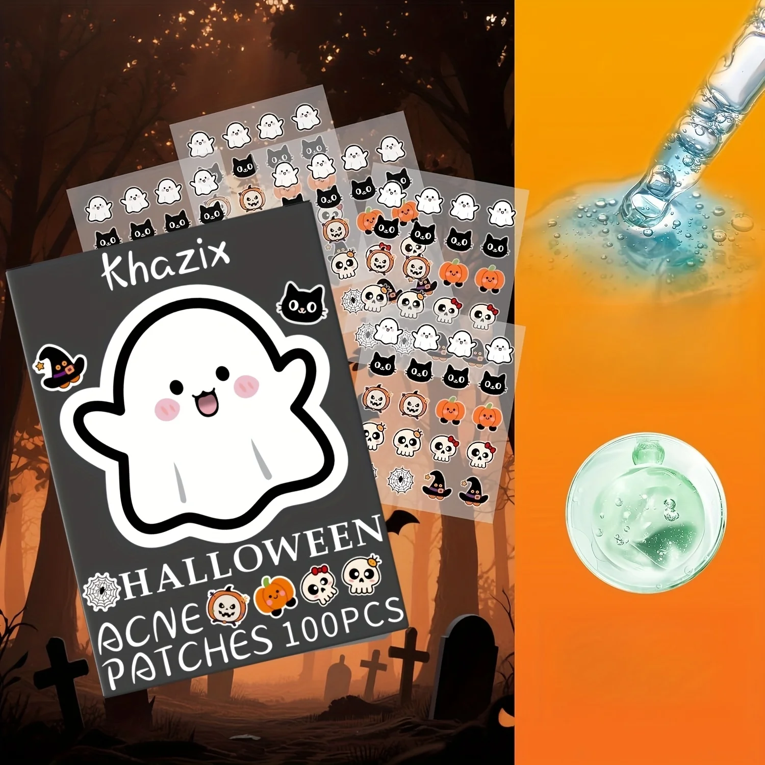 20pcsHalloween Themed Acne Patches Gentle Non Irritating Waterproof Breathable For Daily Facial Use Cute Pimple Stickers. image 3