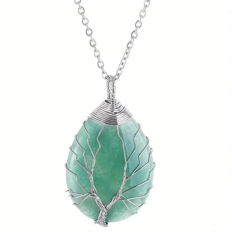 Baum des Lebens 7-Chakra-Halskette mit natürlichem Edelstein, Kristall-Energie-Heilung, handgefertigte Anhänger-Halskette, Yoga-Schmuck, Vintage für Frauen – Detail 23