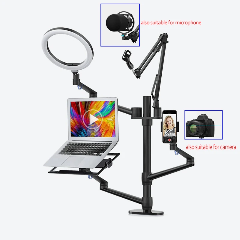 

ZB-2 live stand set 9KG Multifunctional laptop stand light mount microphone bracket camera holder for youtube makeup video