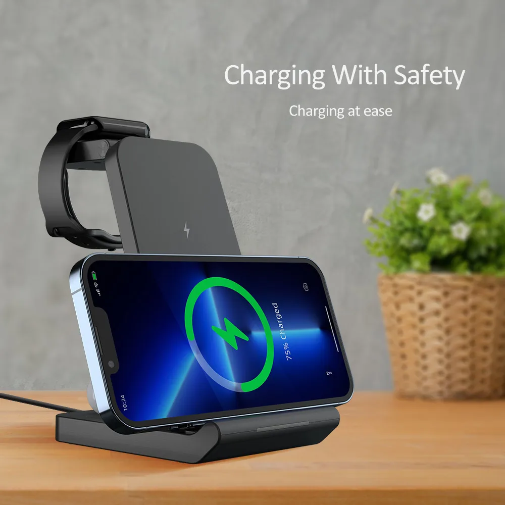 Беспроводное зарядное устройство iLEPO, 20 вт, складное, 3 в 1, для быстрой зарядки QI, для IPhone 14, 13, 12, 11, XR, 8, Apple Watch, Airpods Pro, IWatch