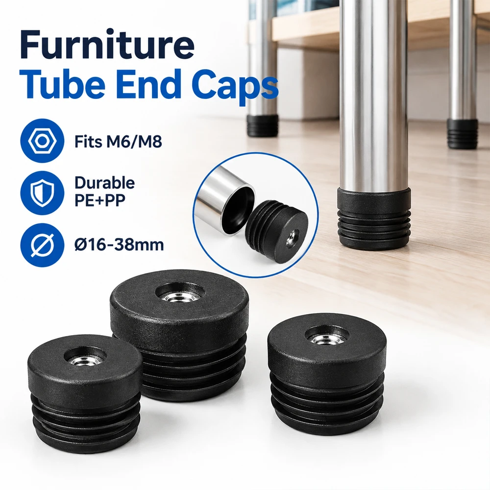 4-16Pcs Black Plastic Round Caps M6 M8 Hole Nut Plug Protection Gasket Dust Seals End Cover Caps for Chairs Furniture Accessory