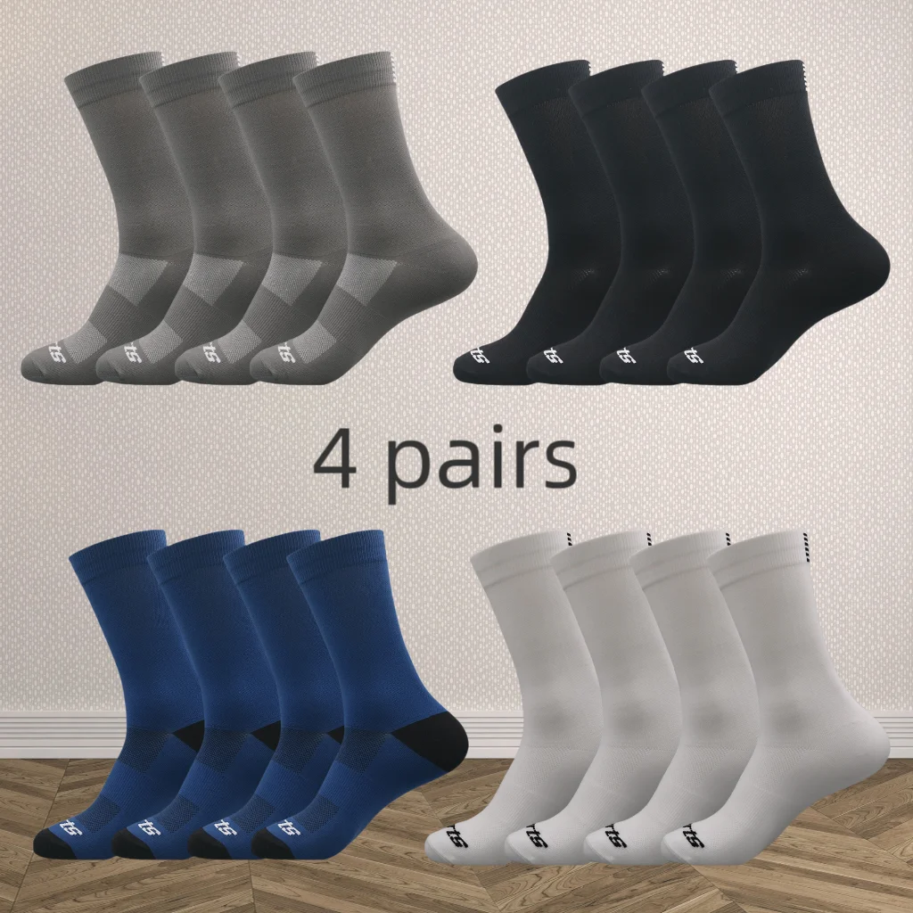 

4 pairs New men's and women's compression socks outdoor sports socks cycling race riding socks moisture wicking mid-calf socks