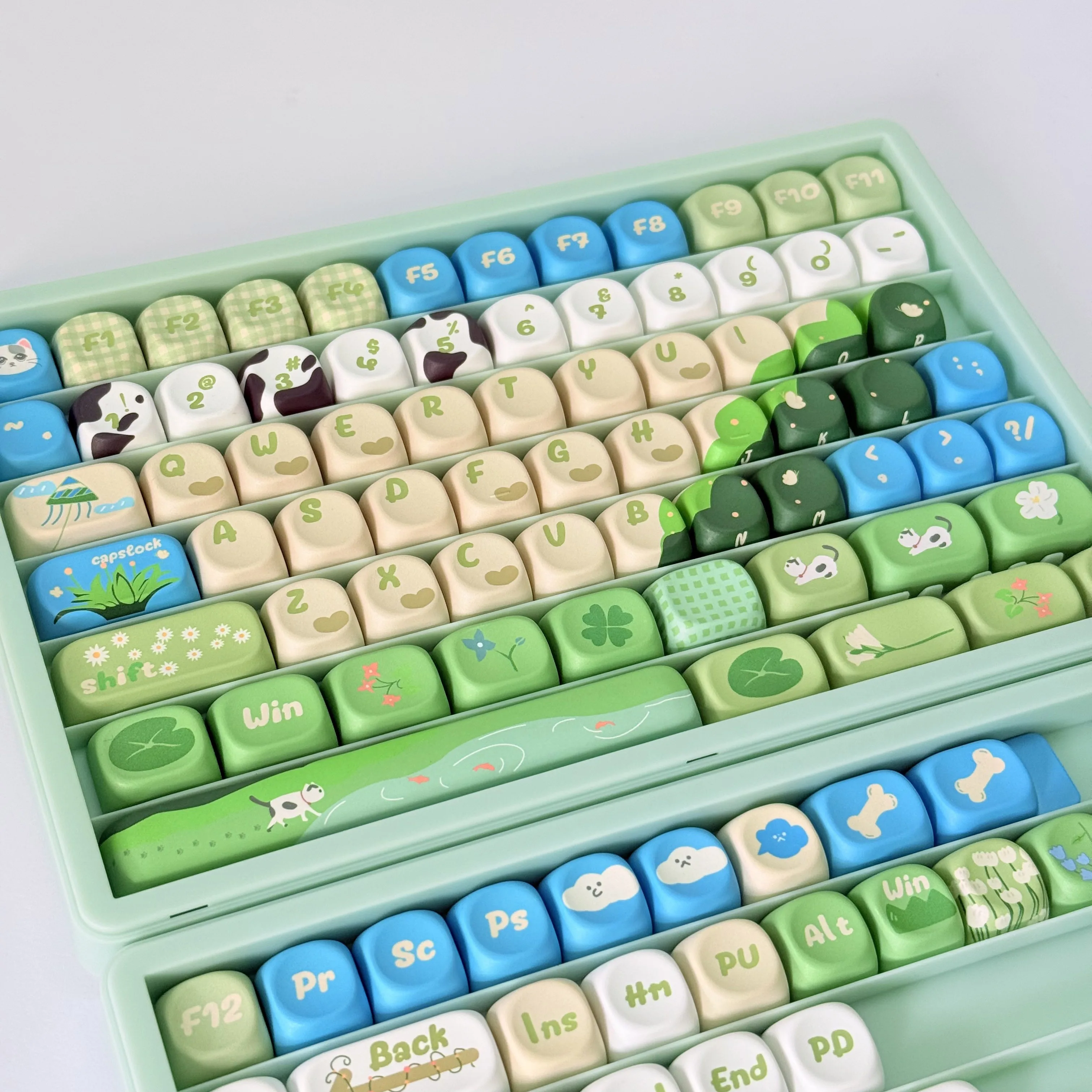Keycaps Storage Box Dust-Proof Pink Blue Purple White Black Yellow Keycap Organizer Overlappable ABS Multi-Layer Stackable