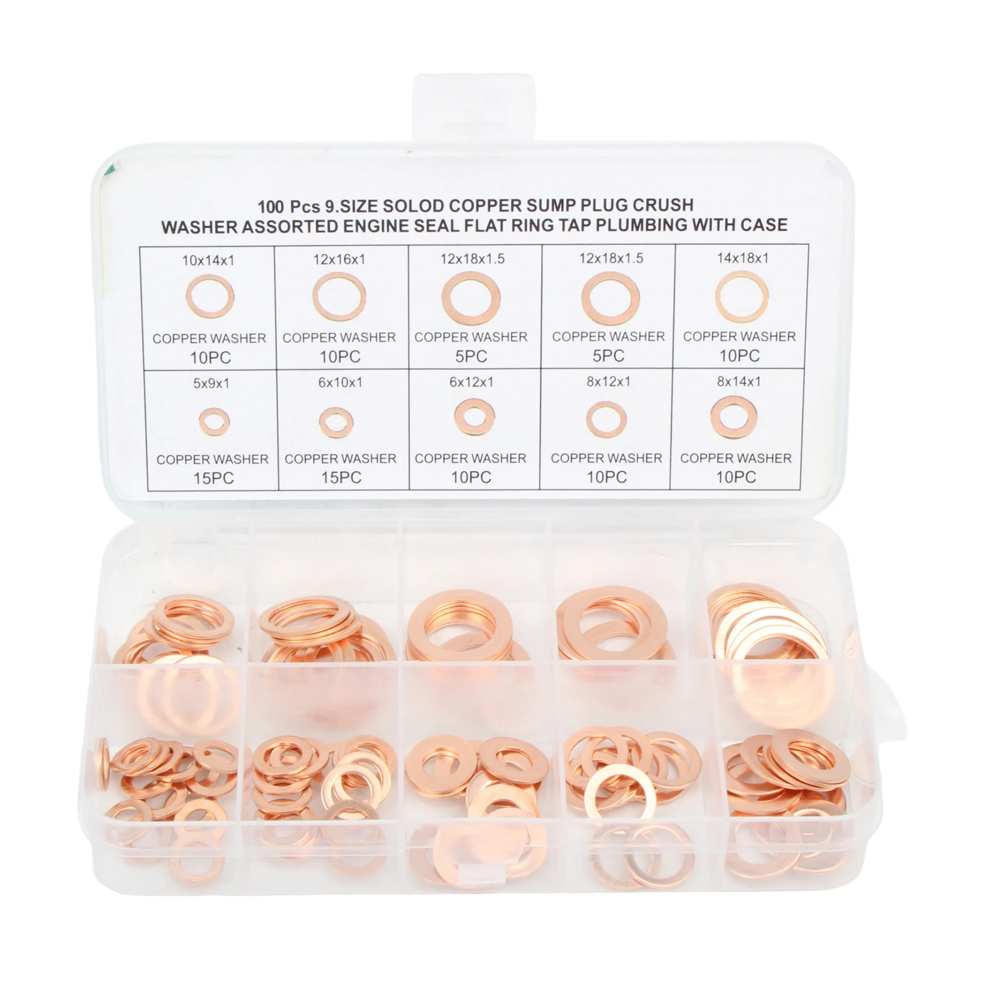 100PCS 200PCS Oil Pan Drain Plug Gasket Ring Motorcycle M8 M10 M12 M14 Assorted Copper Sealing Washer Kit Flat Ring Seal Parts view 4