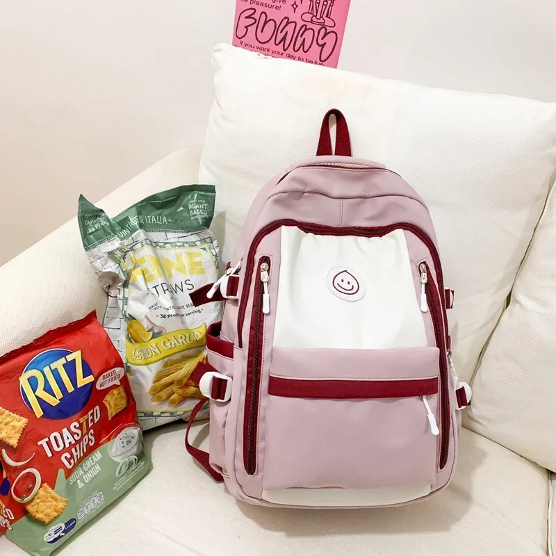 

Solid Nylon Large-capacity Zipper Multi-pocket School Bag 2024 Hot Sale Bags for Girls and Boys Fashion Backpack Bolsos Colegio