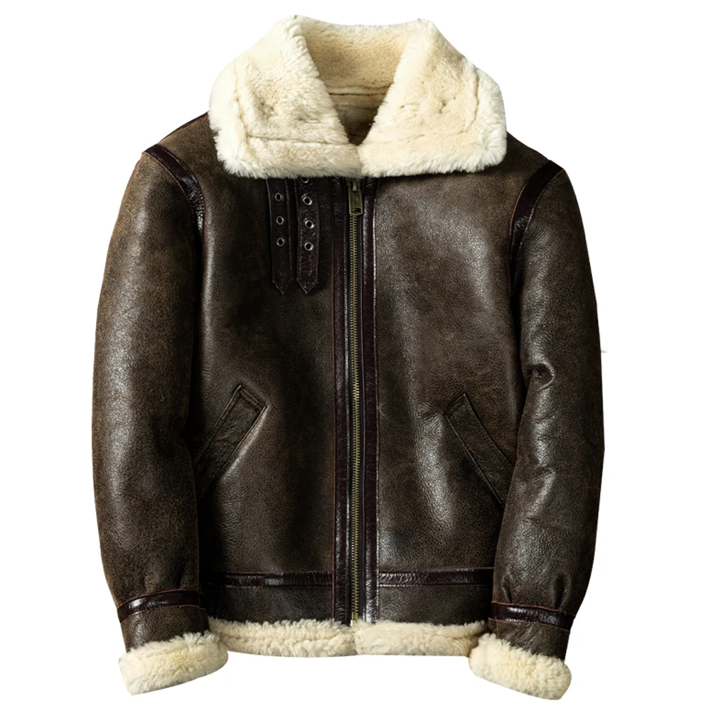 2023 New Original Sheepskin Fur Coat B3 Winter Big and Tall Men Fur Shearling Coat Winter Sheepskin Fur Lined Overcoat Oversized