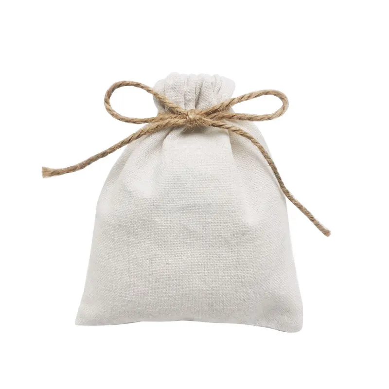 Linen Gift Bag Packaging Jewelry Cotton Jute Drawstring Pouches Makeup Pouch Wedding Party Storage Sack Print Logo Custom Sachet