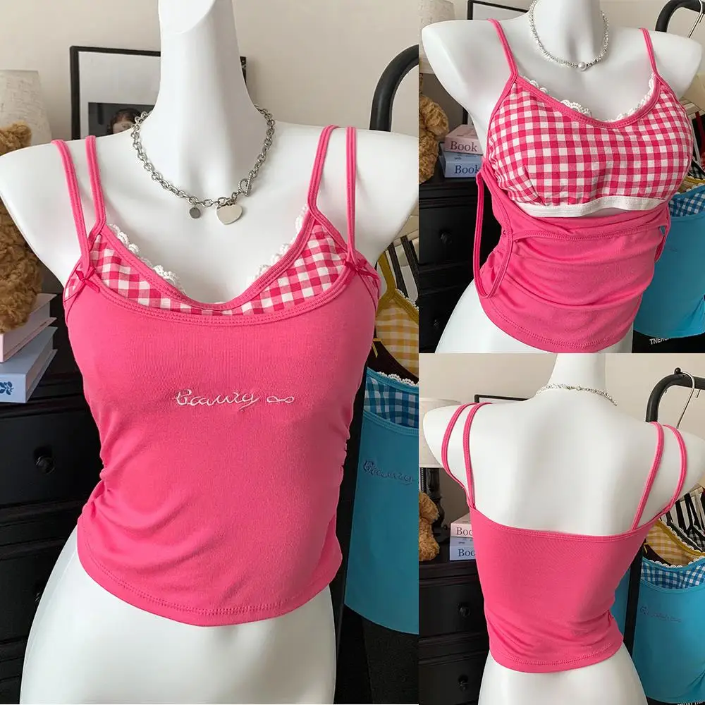 Zweiteiliges Illusion-Brustpolster, innere Oberbekleidung, Tank-Top, schlankmachende Basis, schöner Rücken-BH, Damen-T-Shirt, Sommer, Y2K-Röhrenoberteil, neu