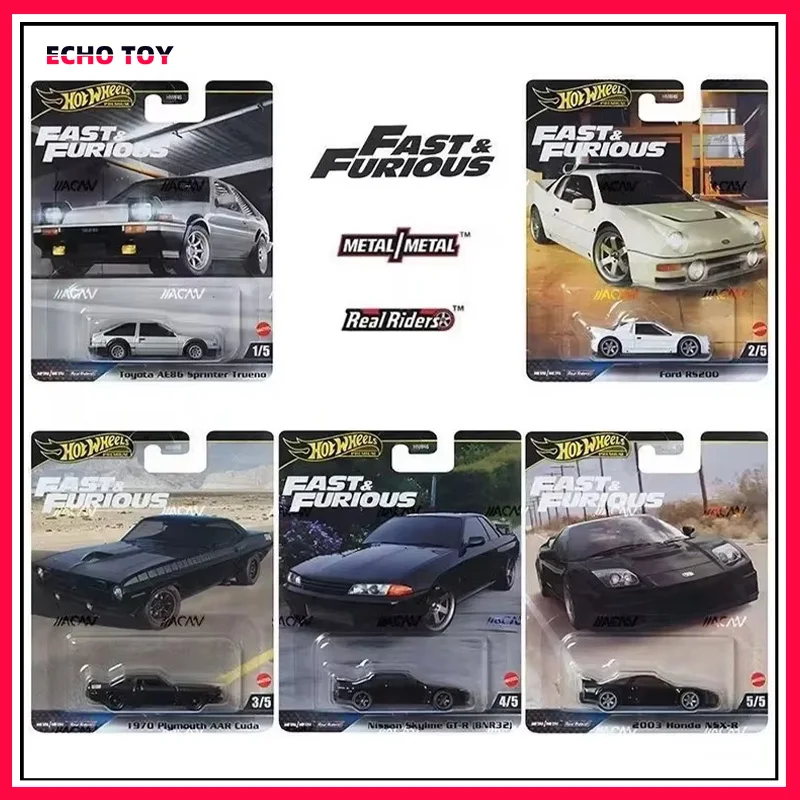 Hot Wheels Gold Label Fast&Furious Series Car Model 1/12 Alloy Gtr32 Ae86 Rs200 Plymouth Nsx-R Models Collection Child Gift Toys