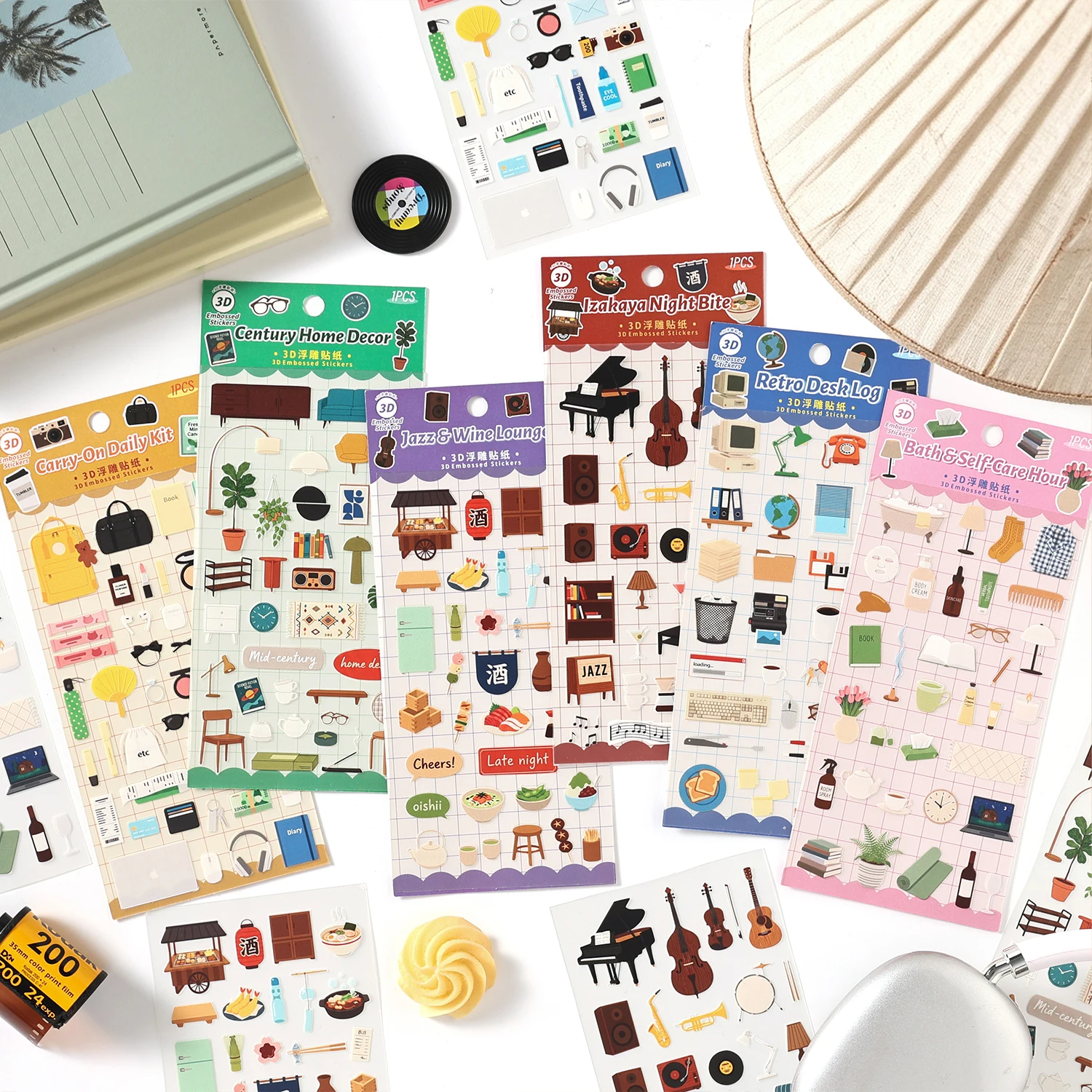 Korean Style Daily Small Item Stickers, Art Supplies for Frame Album Greeting Card Junk Journal, Notebook Scene Decor Stickers