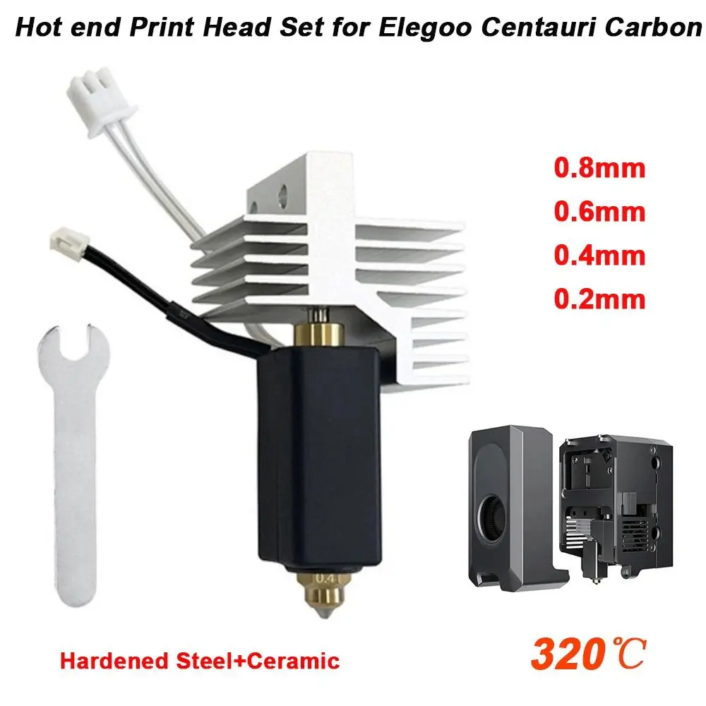 

0.2mm 0.4mm 0.6mm 0.8mm Hot End Print Head with A Wrench Ceramic Hardened Steel Nozzle for Elegoo Centauri Carbon