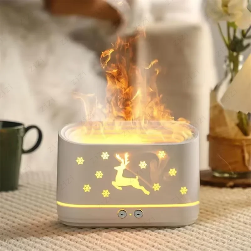 Simulated Flame Plum Deer Humidifier USB Home Desktop Atmosphere Light Ultrasonic Humidification Aromatherapy Machine