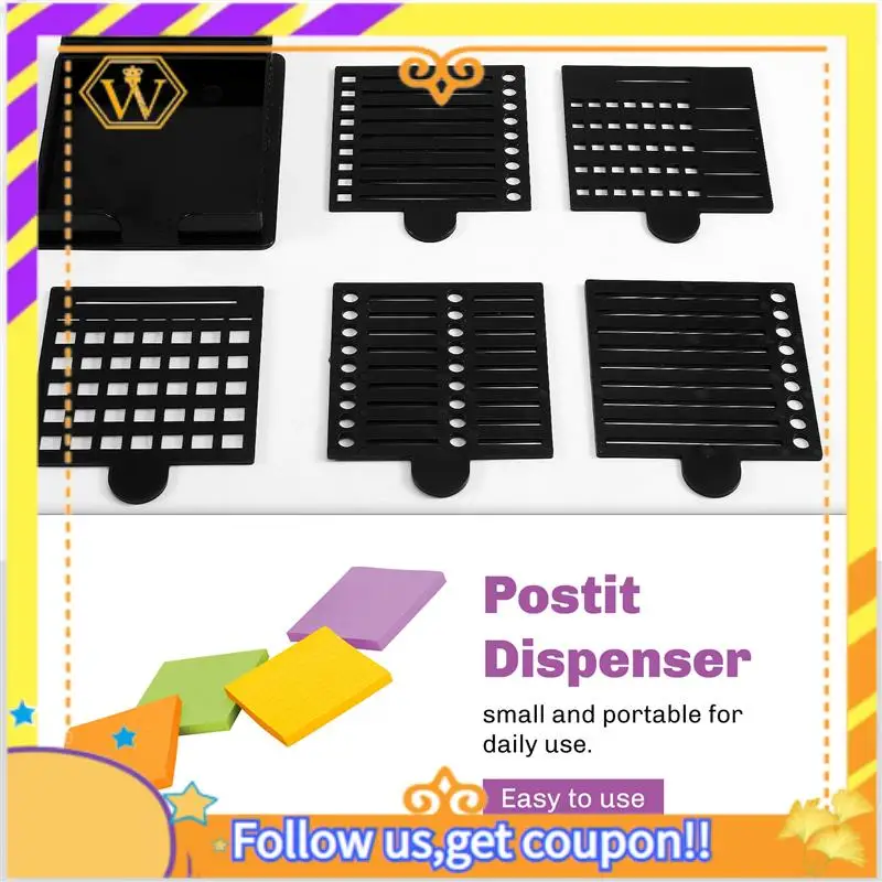 Latest-Desktop  Note Dispenser With Holder Clip And Stencil Template For 3X3 Self-Adhesive Notepad