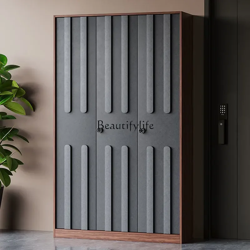 04Solid wood shoe cabinet, high cabinet outside the door of the household,and large-capacity entrance cabinet
