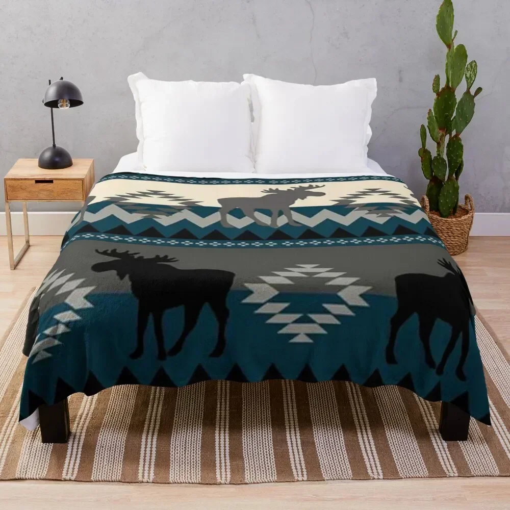 

Moose Design Throw Blanket Ultra Soft Flannel Fleece Blanket for All Seasons