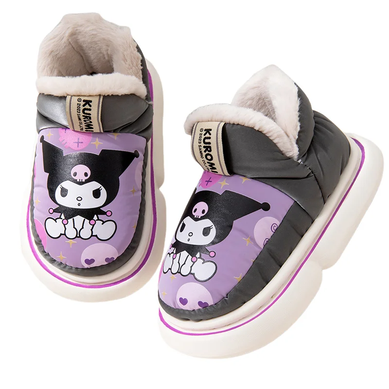 Sanrio Girl Slippers Winter Cartoon Water Proof Thicken Child Home Shoe Kuromi My Melody Cinnamoroll Parent Child Indoor Shoes