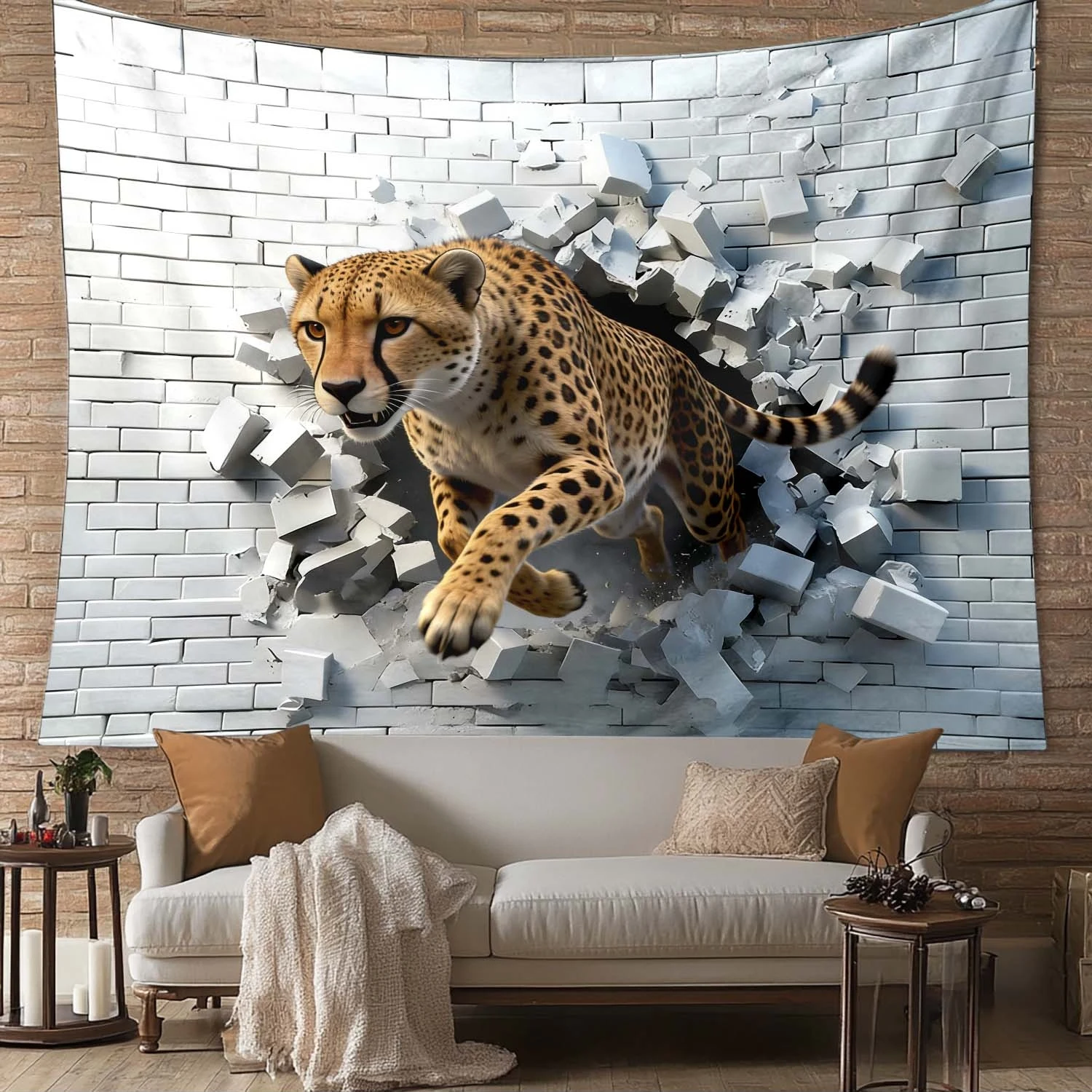 1pcs Leopard Tapestry, Stunning Cheetah Bursting Wall Illusion Wall Hanging, Bold Aesthetic Decor suitable offices bars party