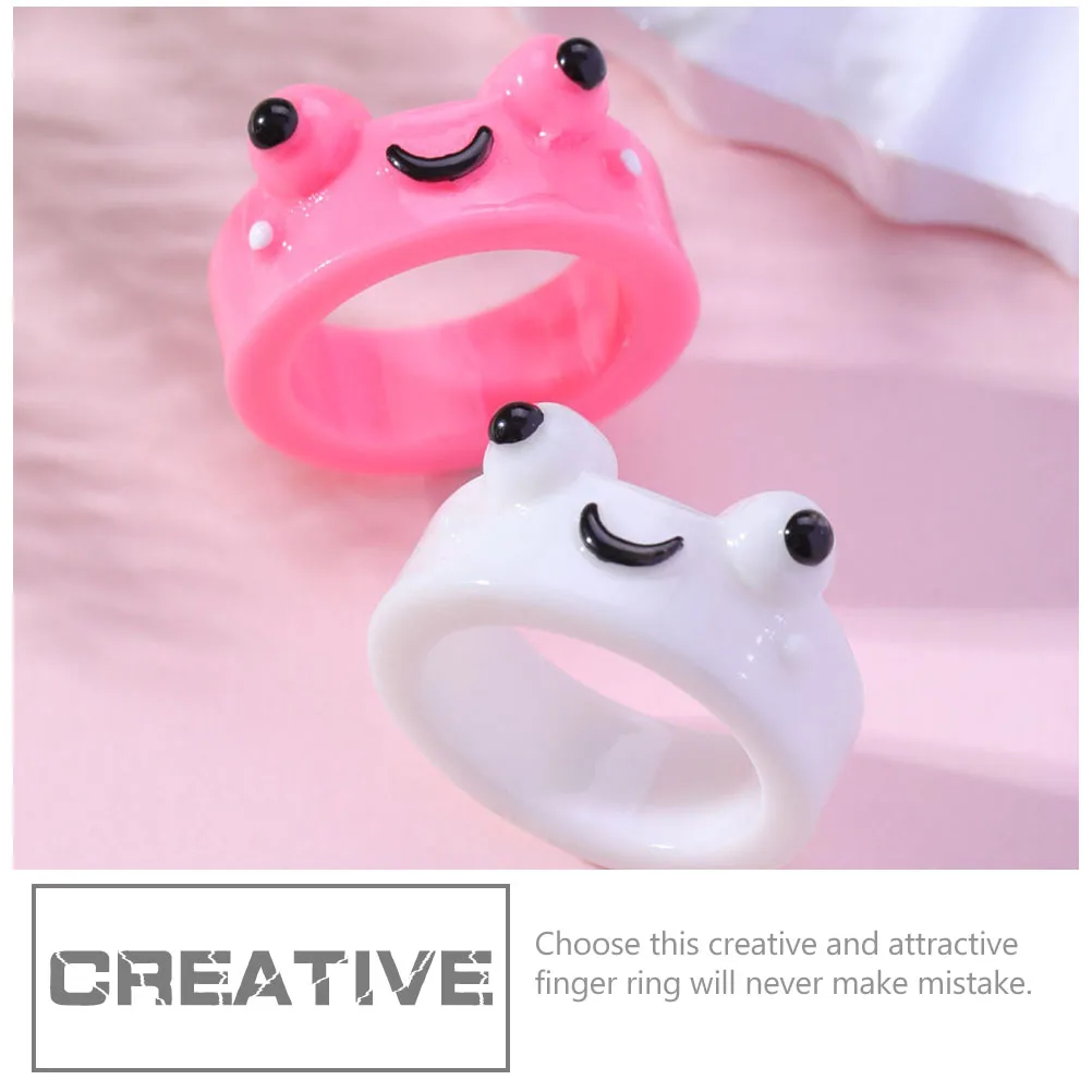 

8pcs Adorable Resin Frogs Rings Animal Finger Jewelry Stackable Romantic Design Comfortable Daily Wear (Random Color)