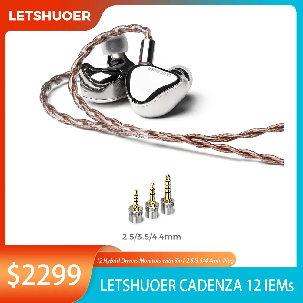 

LETSHUOER SHUOER Cadenza 12 Best Wired HIFI In Ear IEMs Earphones 12 Hybrid Drivers Monitors with 3in1 2.5/3.5/4.4mm Plug Cable