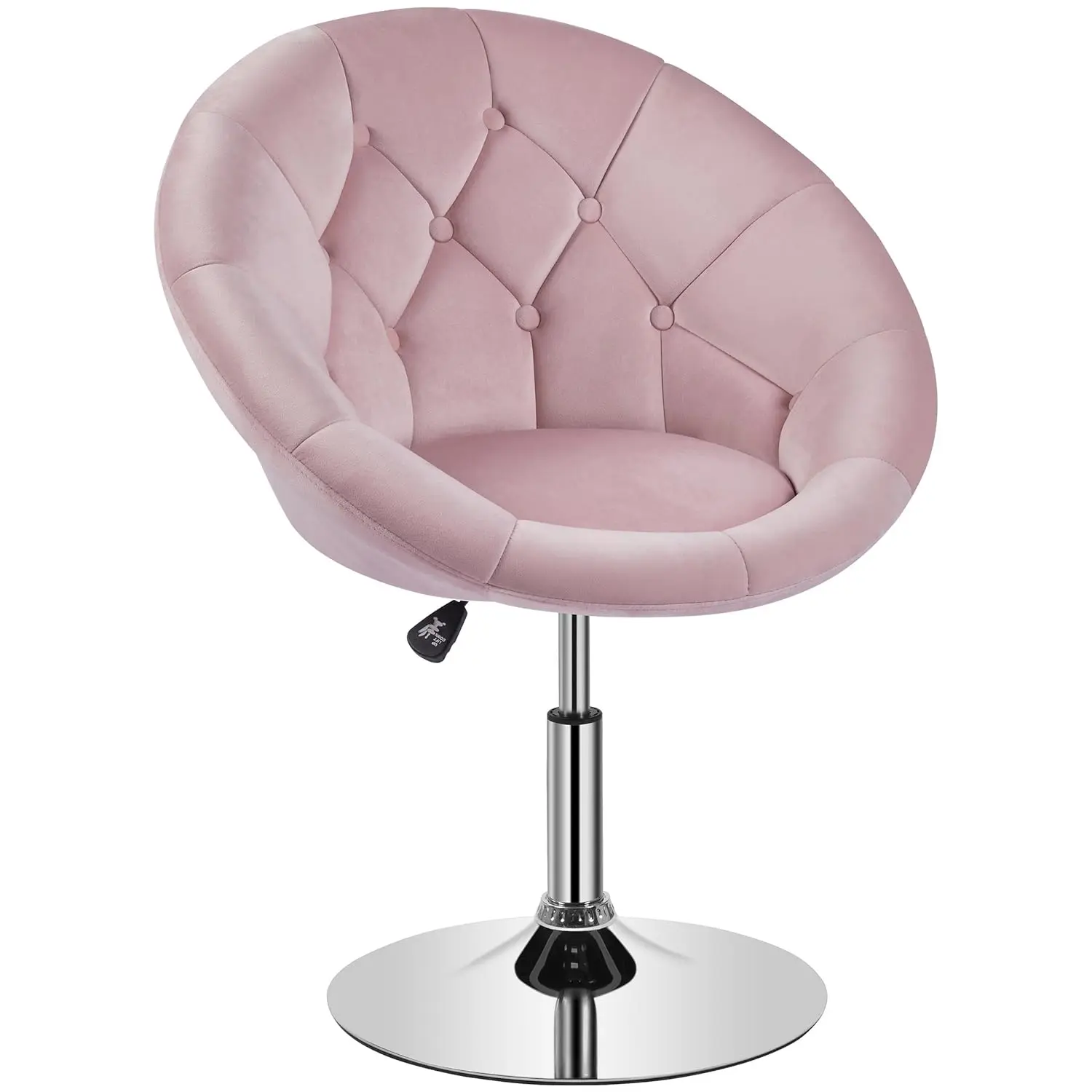 

Adjustable Vanity Chair with Round Tufted Back, Swivel Velvet Salon Chair for Bedroom, Living Room, Office, Pink, Customized