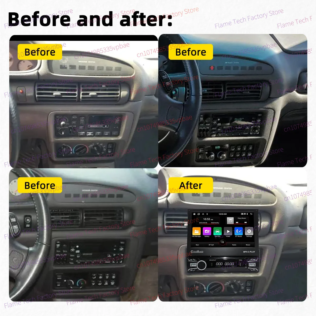 1Din Telescopic Car Screen Stereo 7