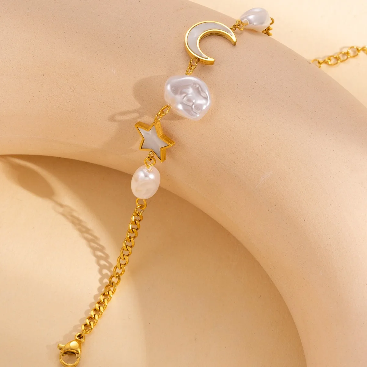 

moon bracelet Elegant Star Moon Pendant Double Cuban chain Classic fashion