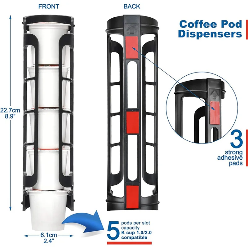 Soporte para cápsulas de café ABXF-4Pcs, montaje lateral para dispensador de cápsulas de taza K para cafeteras monodosis, color negro