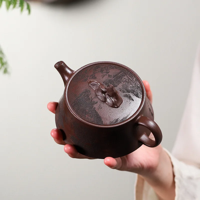 High Quality Source Supply Yixing Ore Baimu Purple Clay Teapot Famous Handmade Guanshan Set